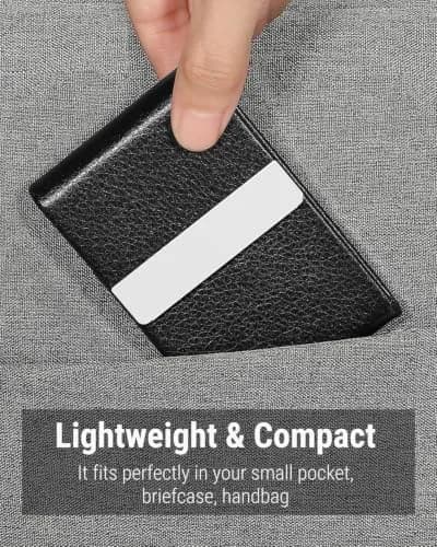 MaxGear Business Card Holder, PU Leather Business Card Case, Black | Slim Magnetic Card Organizer for Men & Women thumbnail 6