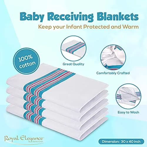 Elaine Karen 100% Cotton Hospital Receiving Blankets Flannel 12 Pack | Soft, Lightweight & Versatile Baby Wraps thumbnail 2