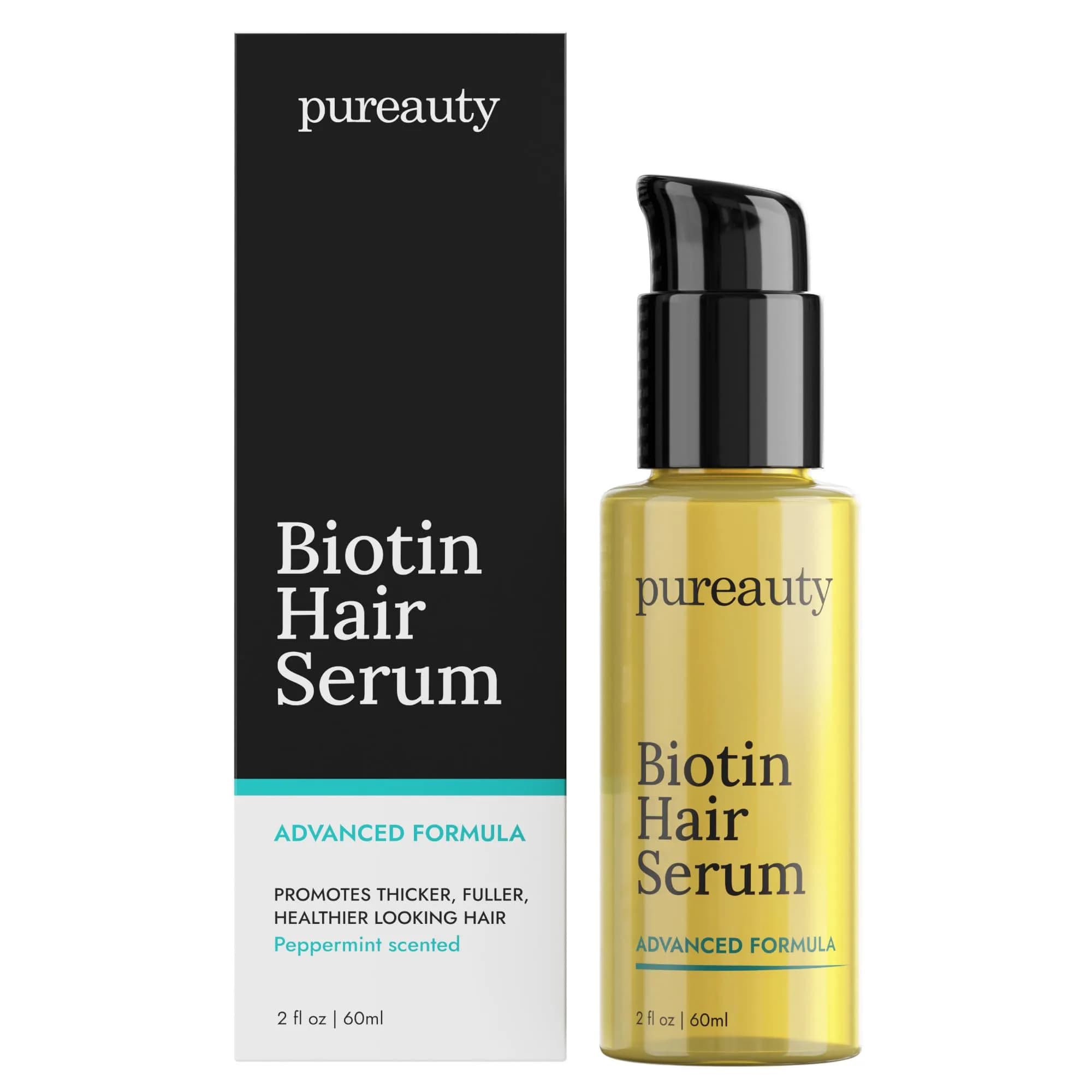 Meraz Pureauty Naturals Biotin Hair Growth Serum for Women & Men, 2 fl oz | Supports Thicker, Fuller Hair — 2 Fl Oz