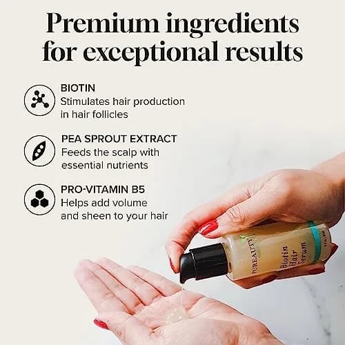 Meraz Pureauty Naturals Biotin Hair Growth Serum for Women & Men, 2 fl oz | Supports Thicker, Fuller Hair thumbnail 3