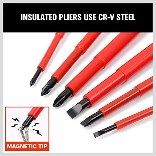 HORUSDY 6-Piece 1000V Insulated Precision Screwdriver Set with Magnetic Tips, CR-V Steel, Cushion Grip for Electrical Work thumbnail 4