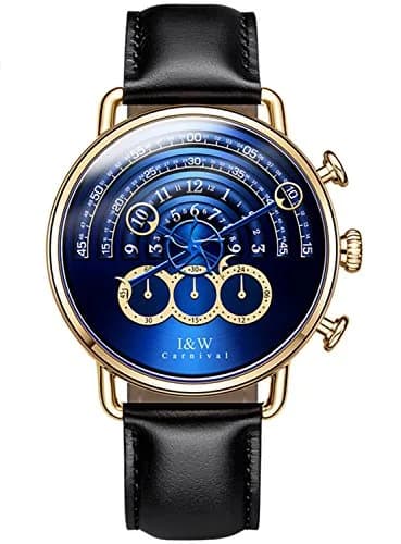 Carnival Men’s Chronograph Watch Leather Strap 41MM | Japanese Quartz, Sapphire Glass, 30M Water Resistance thumbnail 1