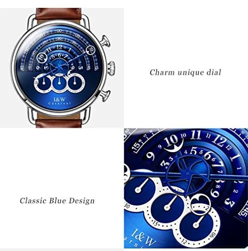 Carnival Men’s Chronograph Watch Leather Strap 41MM | Japanese Quartz, Sapphire Glass, 30M Water Resistance thumbnail 2