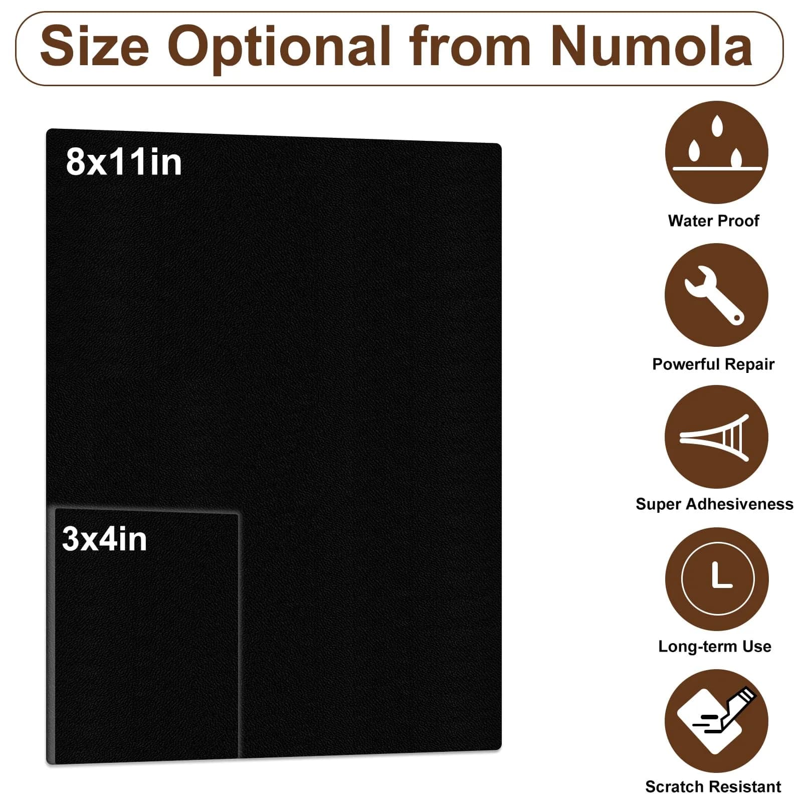 Numola Black Leather Repair Patch 8x11 Inch (20.3x27.9 cm) | Waterproof & Strong Adhesive - view 2