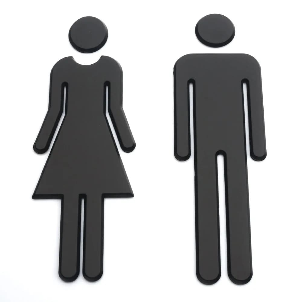 Kalifuer 7.8inch Adhesive Backed Acrylic Bathroom Sign Men Women Toilet | Modern Acrylic Signage — 7.8inch Black