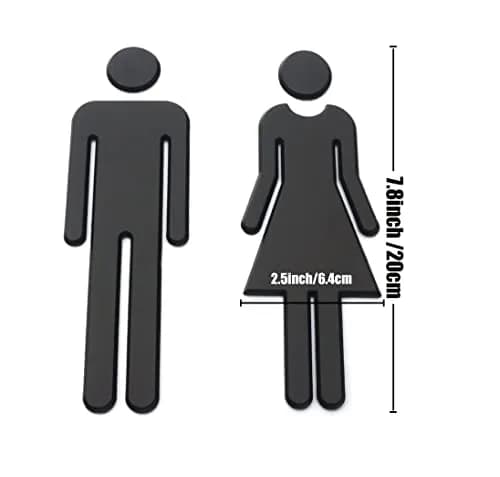 Kalifuer 7.8inch Adhesive Backed Acrylic Bathroom Sign Men Women Toilet | Modern Acrylic Signage thumbnail 2