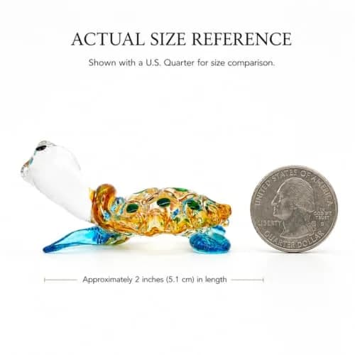 M Audomsak Hand Blown Art Glass Sea Turtle Figurine | Vibrant Coastal Decor, Unique Handmade Gift (2 in, 5.1 cm) thumbnail 4