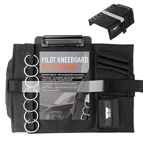 Performore Pilot Kneeboard with Clipboard & Knee Strap - Black, 11.5" x 8.5" | Organize Approach Plates & Checklists thumbnail 1