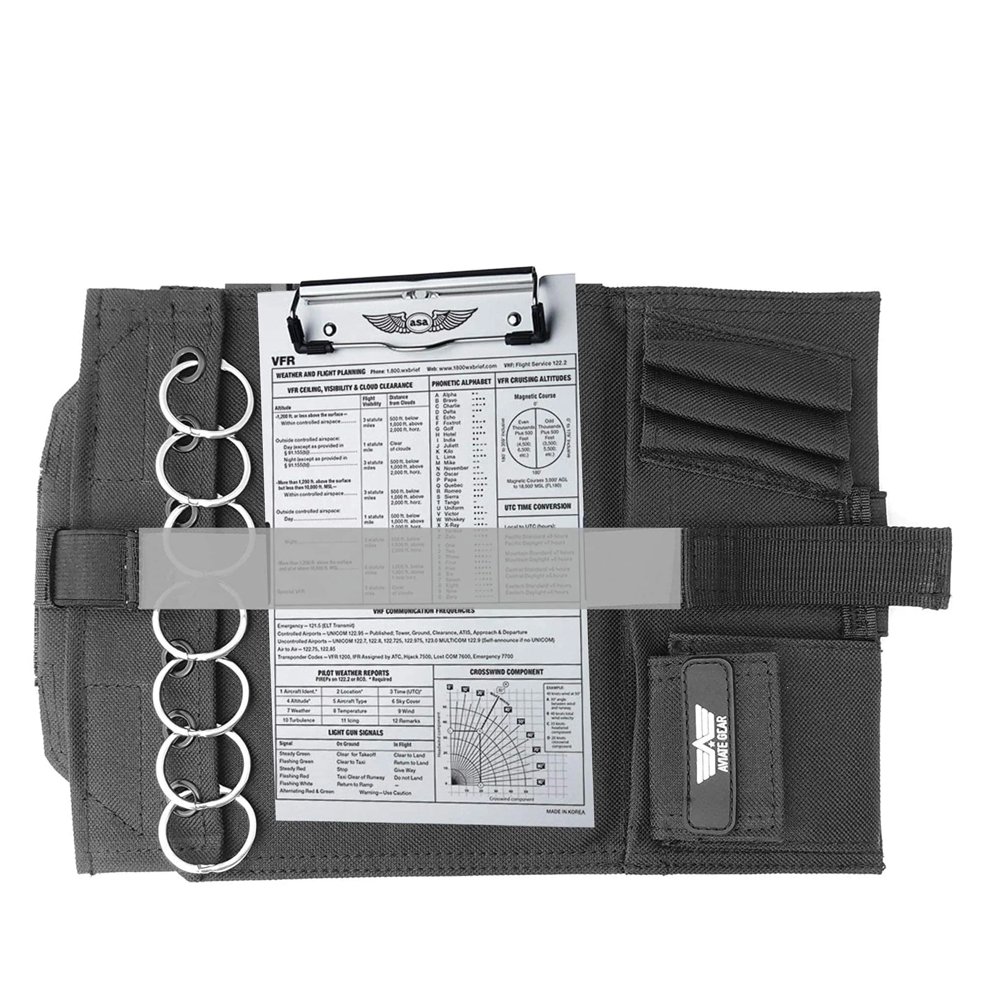 Performore Pilot Kneeboard with Clipboard & Knee Strap - Black, 11.5" x 8.5" | Organize Approach Plates & Checklists - view 5