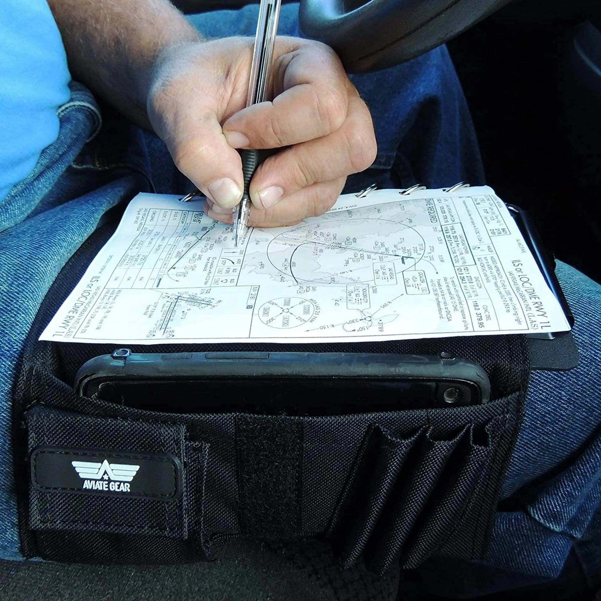Performore Pilot Kneeboard with Clipboard & Knee Strap - Black, 11.5" x 8.5" | Organize Approach Plates & Checklists - view 9