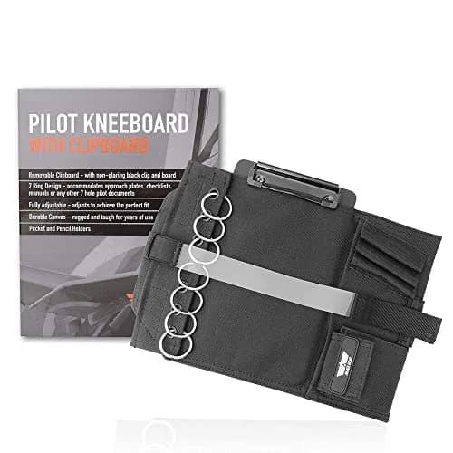 Performore Pilot Kneeboard with Clipboard & Knee Strap - Black, 11.5" x 8.5" | Organize Approach Plates & Checklists thumbnail 2