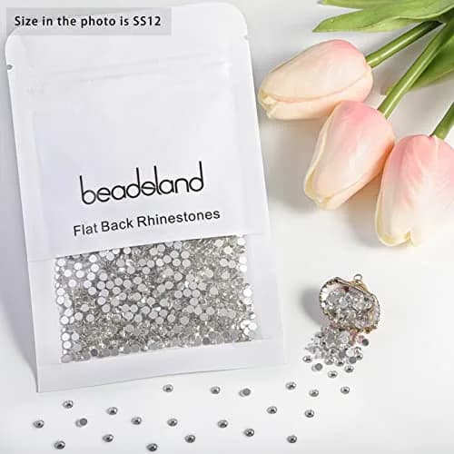 BEADSLAND Flat Back Rhinestones SS12 (1440pcs) | Crystal Glass Gems for Crafts & Nail Art thumbnail 4