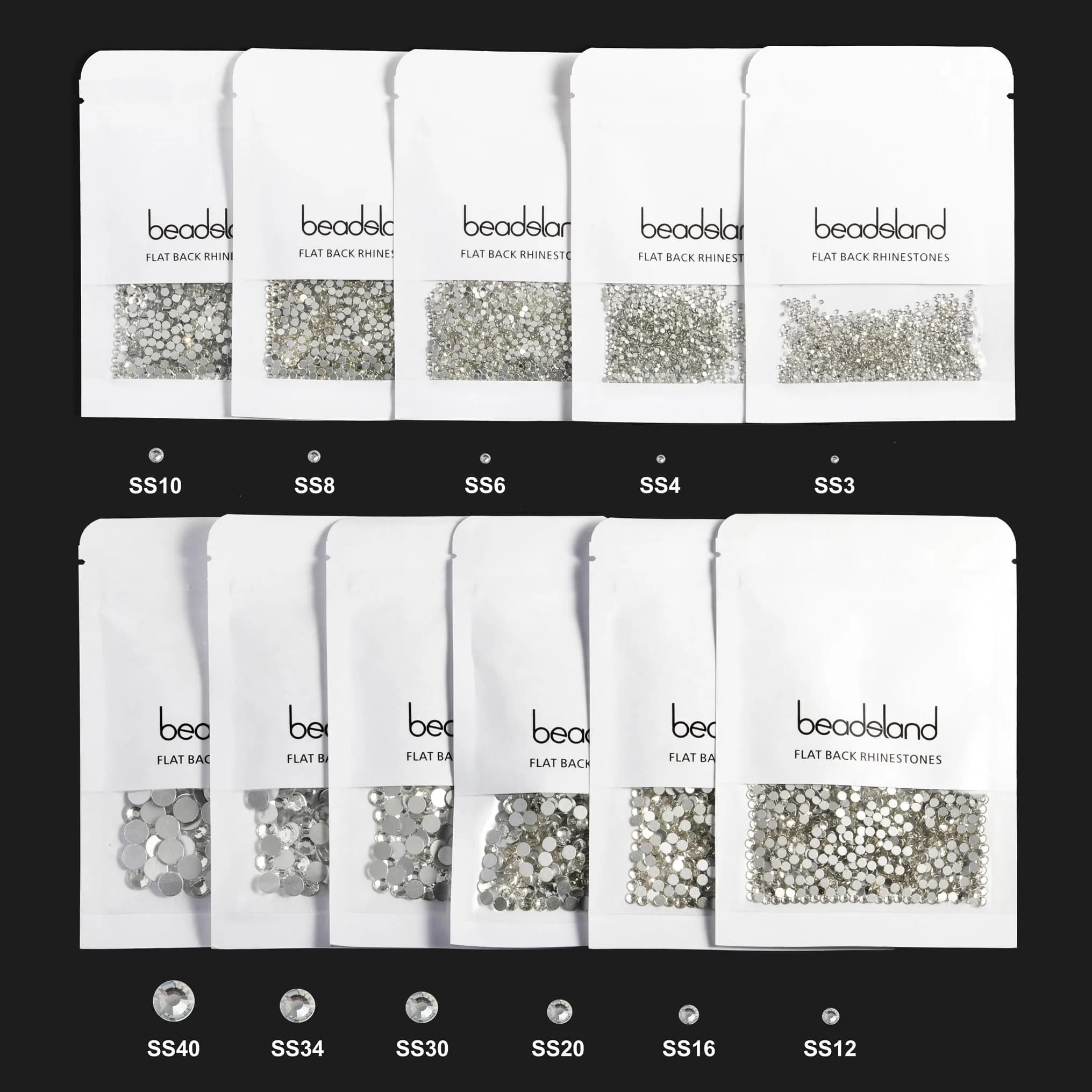 BEADSLAND Flat Back Rhinestones SS12 (1440pcs) | Crystal Glass Gems for Crafts & Nail Art - view 6