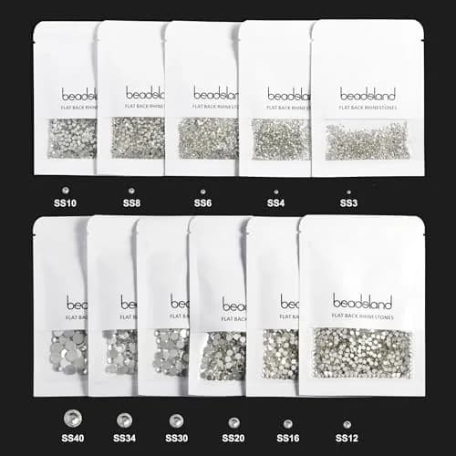 BEADSLAND Flat Back Rhinestones SS12 (1440pcs) | Crystal Glass Gems for Crafts & Nail Art thumbnail 6