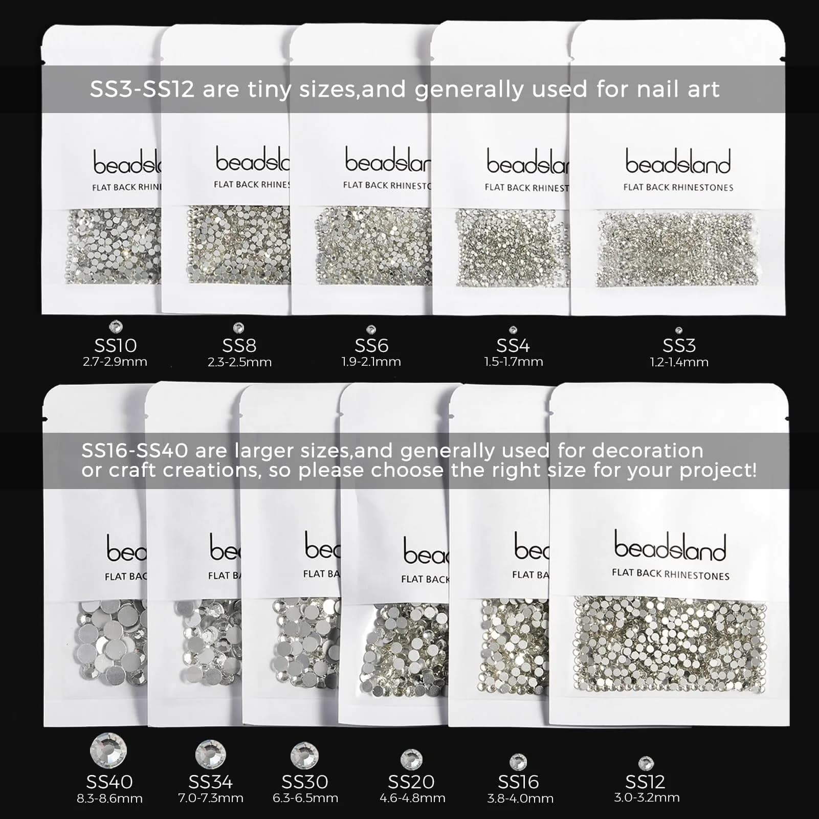BEADSLAND SS8 Flat Back Crystal Rhinestones (1440pcs, 2.3-2.5mm) | Tiny Craft Gems for Nail Art & DIY - view 6