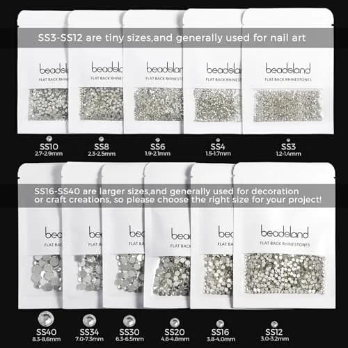 BEADSLAND Flat Back Rhinestones SS8 (1440pcs, 2.3-2.5mm) | Glass Crystal Gems for Nail Art & Crafts thumbnail 6