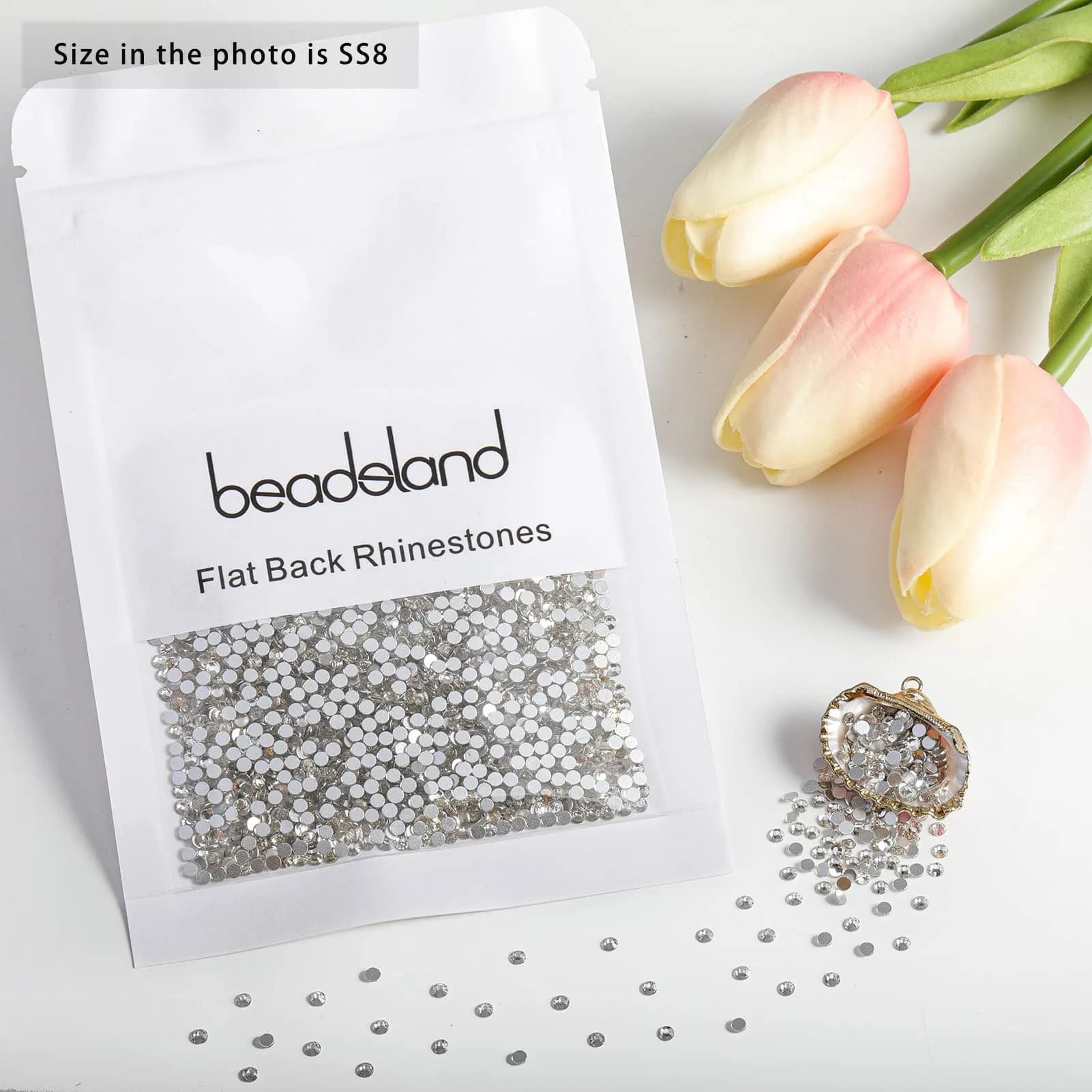 BEADSLAND SS8 Flat Back Crystal Rhinestones (1440pcs, 2.3-2.5mm) | Tiny Craft Gems for Nail Art & DIY - view 4