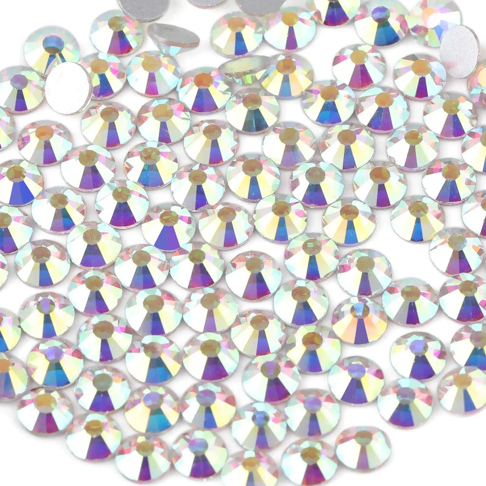 Beadsland Flat Back Crystal Rhinestones SS8 1440pcs | Sparkling AB Finish for Crafts & Nails