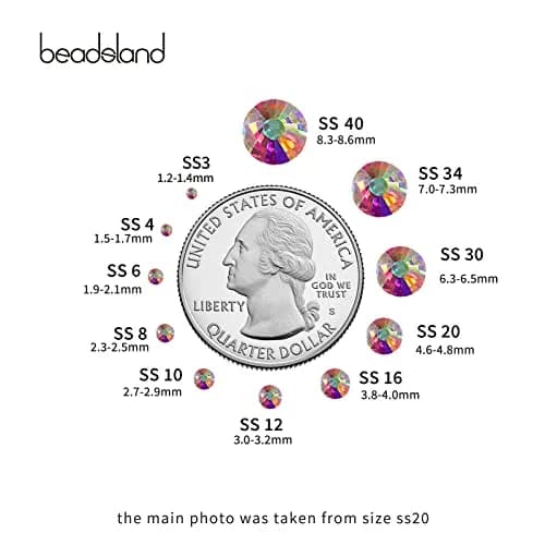 Beadsland Flat Back Crystal Rhinestones SS6 | AB Finish, 1440 pcs, Perfect for Crafts & Nails thumbnail 3