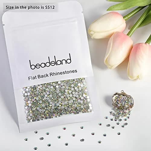 Beadsland Flat Back Crystal Rhinestones SS12 1440pcs | Sparkling Glass AB for Crafts & Nails thumbnail 4