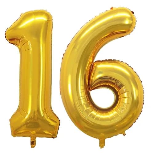 GOER 16th Birthday Balloons 42 Inch Jumbo Foil Helium (Gold) | Sweet 16 Party Decorations thumbnail 1