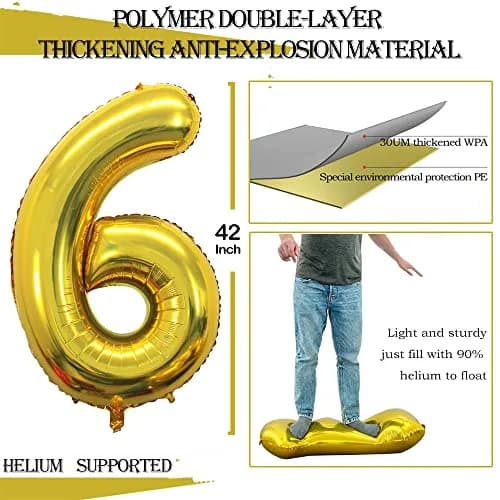 GOER 16th Birthday Balloons 42 Inch Jumbo Foil Helium (Gold) | Sweet 16 Party Decorations thumbnail 2