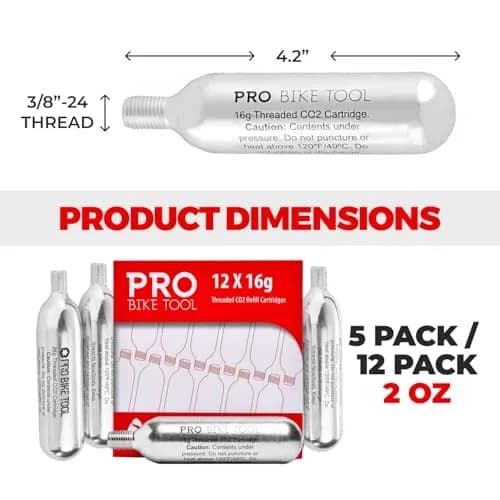 PRO BIKE TOOL 16g CO2 Cartridges (5-Pack, 80g Total) | Fast Inflation for Road & Mountain Bikes thumbnail 3