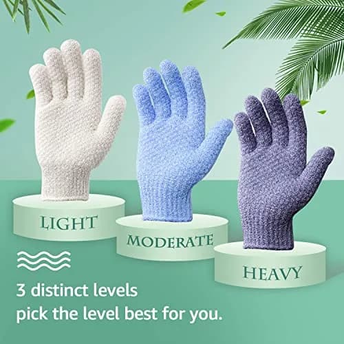 Evridwear Exfoliating Dual Texture Bath Gloves for Shower, Spa, Massage & Body Scrubs | Dead Skin Cell Remover with Hanging Loop (1 Pair Heavy Glove) thumbnail 5