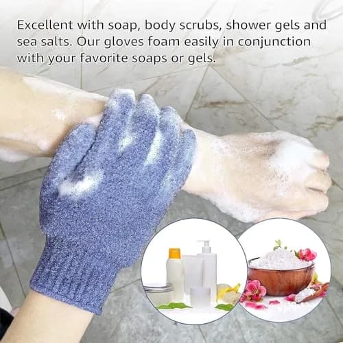 Evridwear Exfoliating Dual Texture Bath Gloves for Shower, Spa, Massage & Body Scrubs | Dead Skin Cell Remover with Hanging Loop (1 Pair Heavy Glove) thumbnail 6