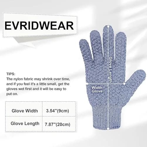 Evridwear Exfoliating Dual Texture Bath Gloves for Shower, Spa, Massage & Body Scrubs | Dead Skin Cell Remover with Hanging Loop (1 Pair Heavy Glove) thumbnail 7