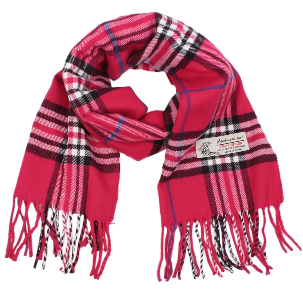 TZ Promise Plaid Cashmere Feel Scarf 183cm x 30cm (72" x 12") | Soft Viscose Wrap for Men & Women - main product image