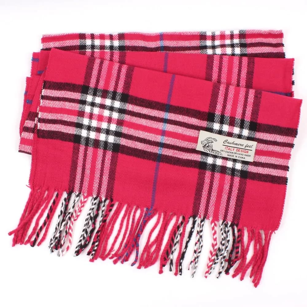 TZ Promise Plaid Cashmere Feel Scarf 183cm x 30cm (72" x 12") | Soft Viscose Wrap for Men & Women - view 3