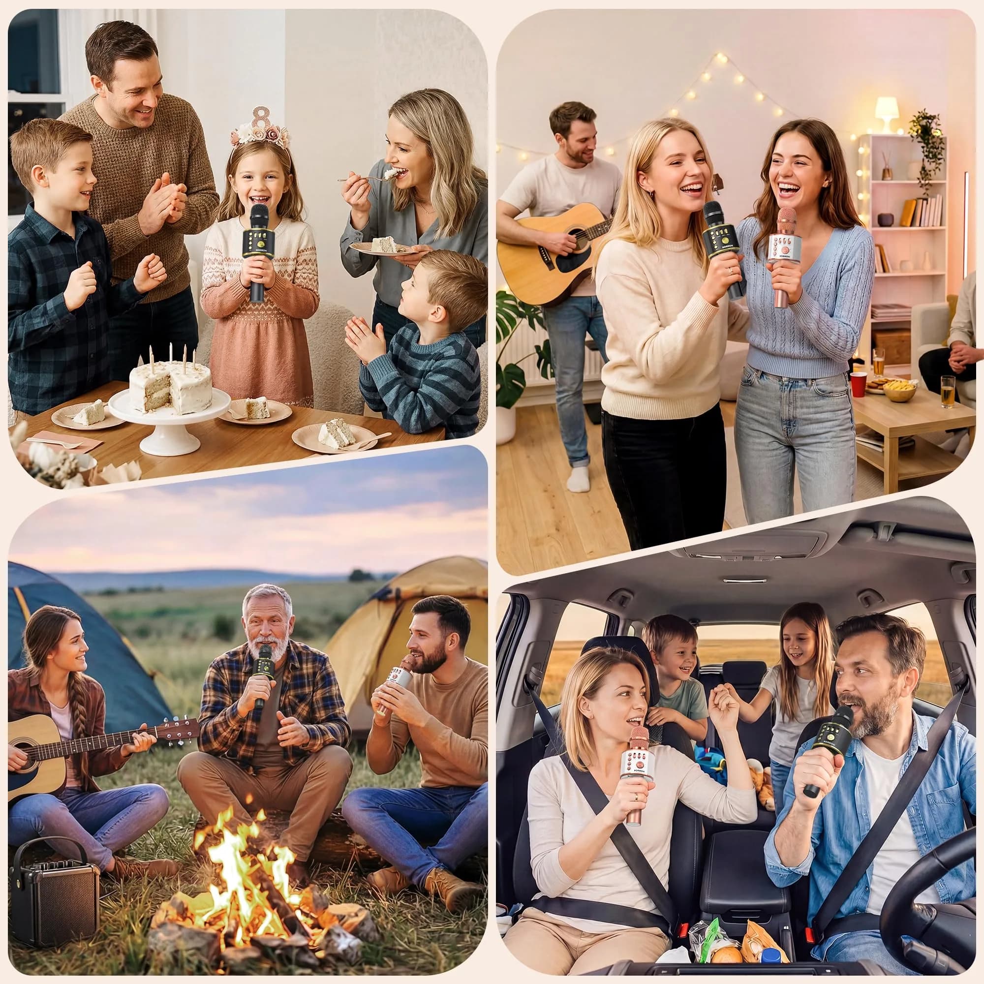 BONAOK Bluetooth Karaoke Microphone Q37 Black Gold | Wireless Handheld Mic with Speaker & Echo - view 7