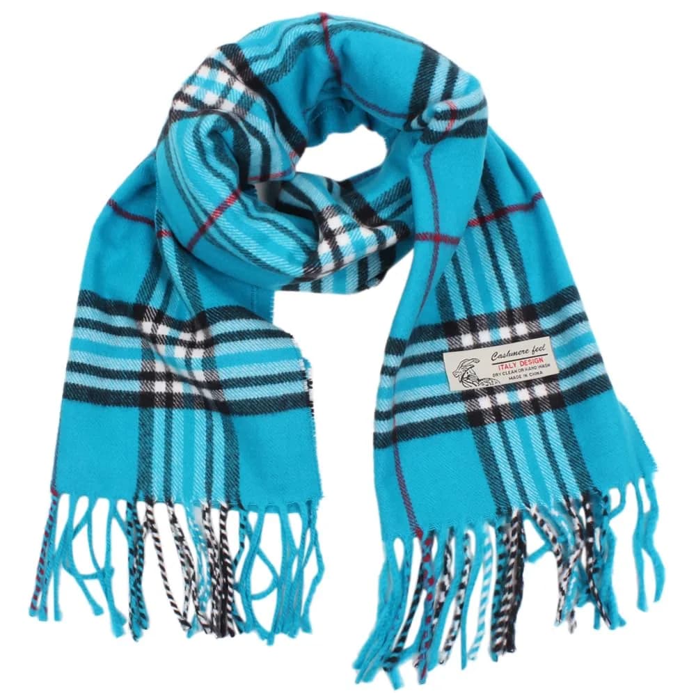 TZ Promise Plaid Cashmere Feel Scarf 183cm x 30cm (72in x 12in) | Soft Warm Viscose Wrap