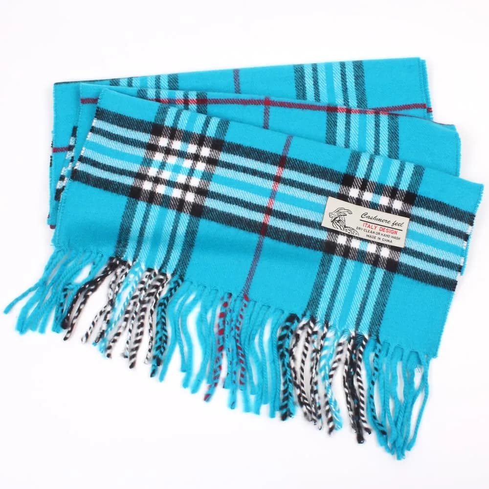 TZ Promise Plaid Cashmere Feel Scarf 183cm x 30cm (72in x 12in) | Soft Warm Viscose Wrap - view 3