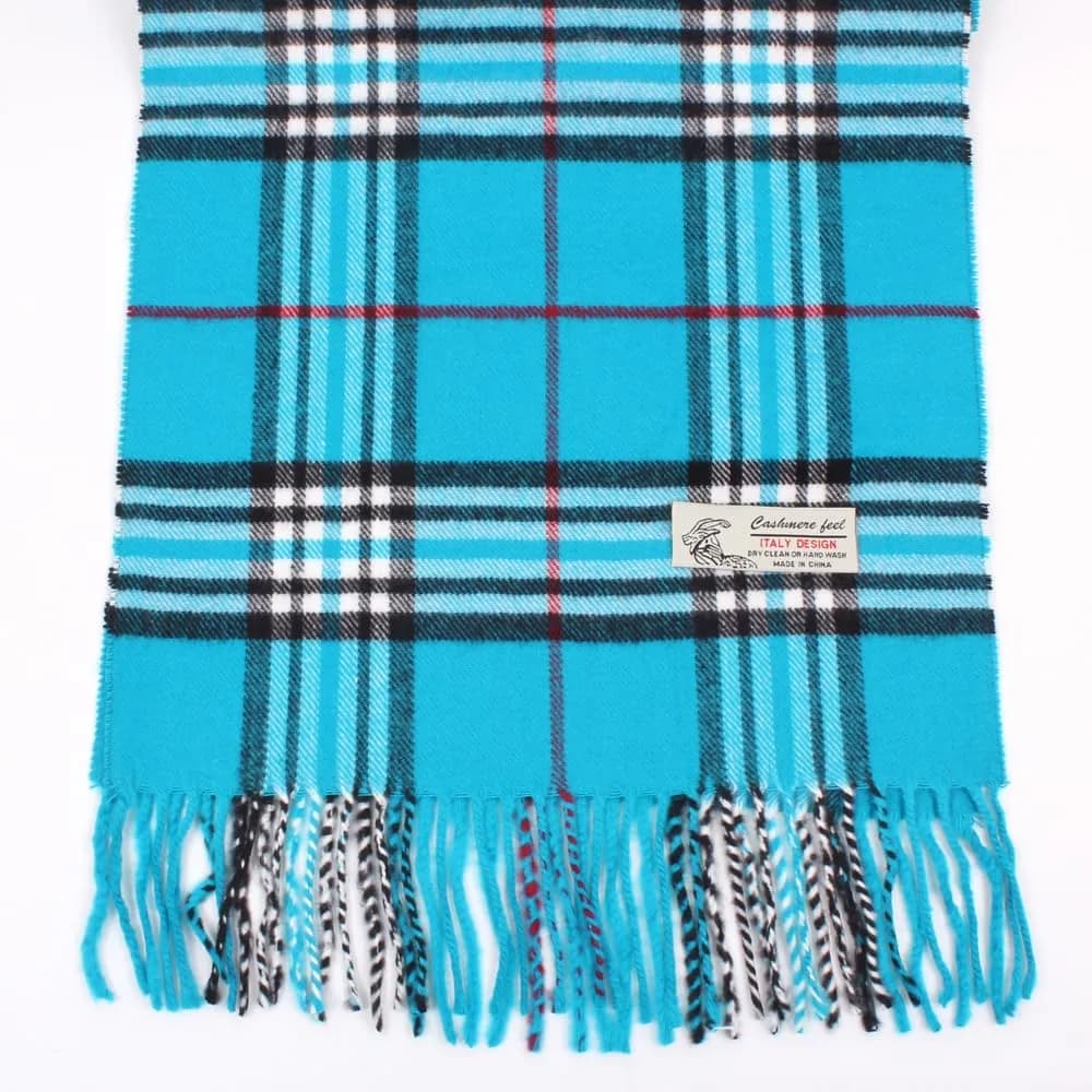 TZ Promise Plaid Cashmere Feel Scarf 183cm x 30cm (72in x 12in) | Soft Warm Viscose Wrap - view 4