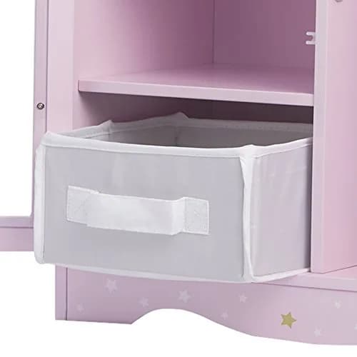 Olivia's Little World Twinkle Stars 18" Doll Closet with 3 Hangers, Shelves, & Canvas Bin, Purple | Doll Storage for Accessories & Clothes thumbnail 7