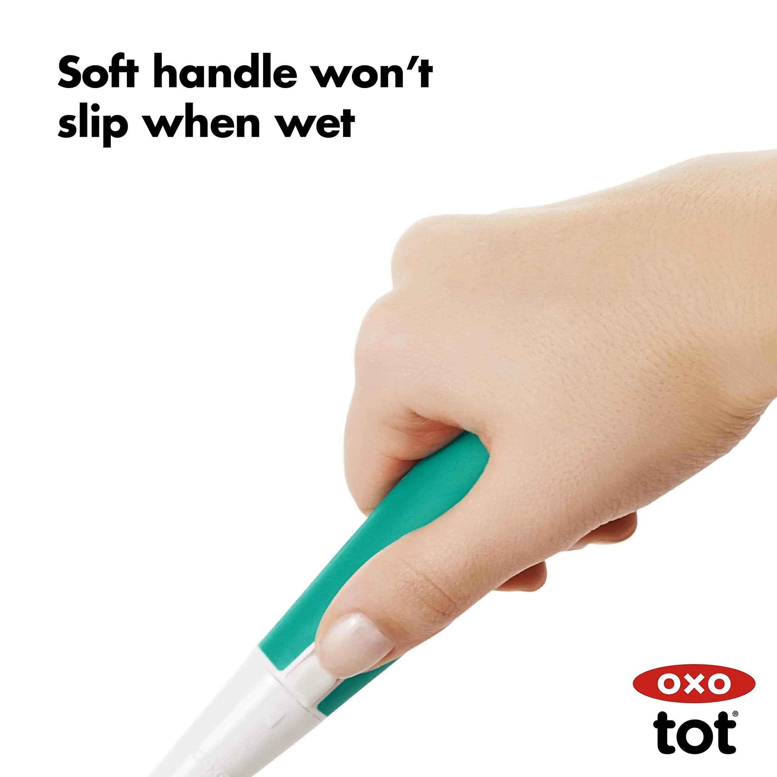 OXO Tot Bottle Brush with Nipple Cleaner and Stand, Teal | Flexible Neck for Contoured Bottles - view 6