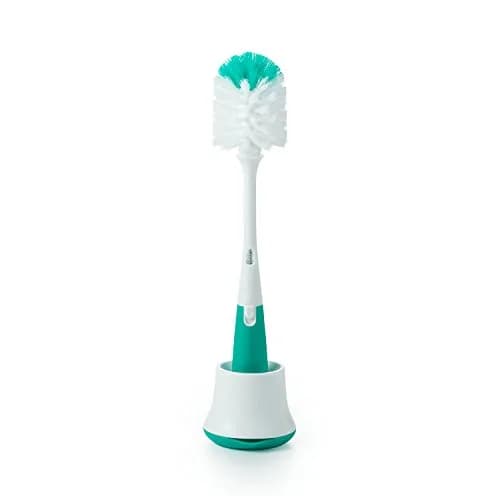 OXO Tot Bottle Brush with Nipple Cleaner and Stand, Teal | Flexible Neck for Contoured Bottles thumbnail 1