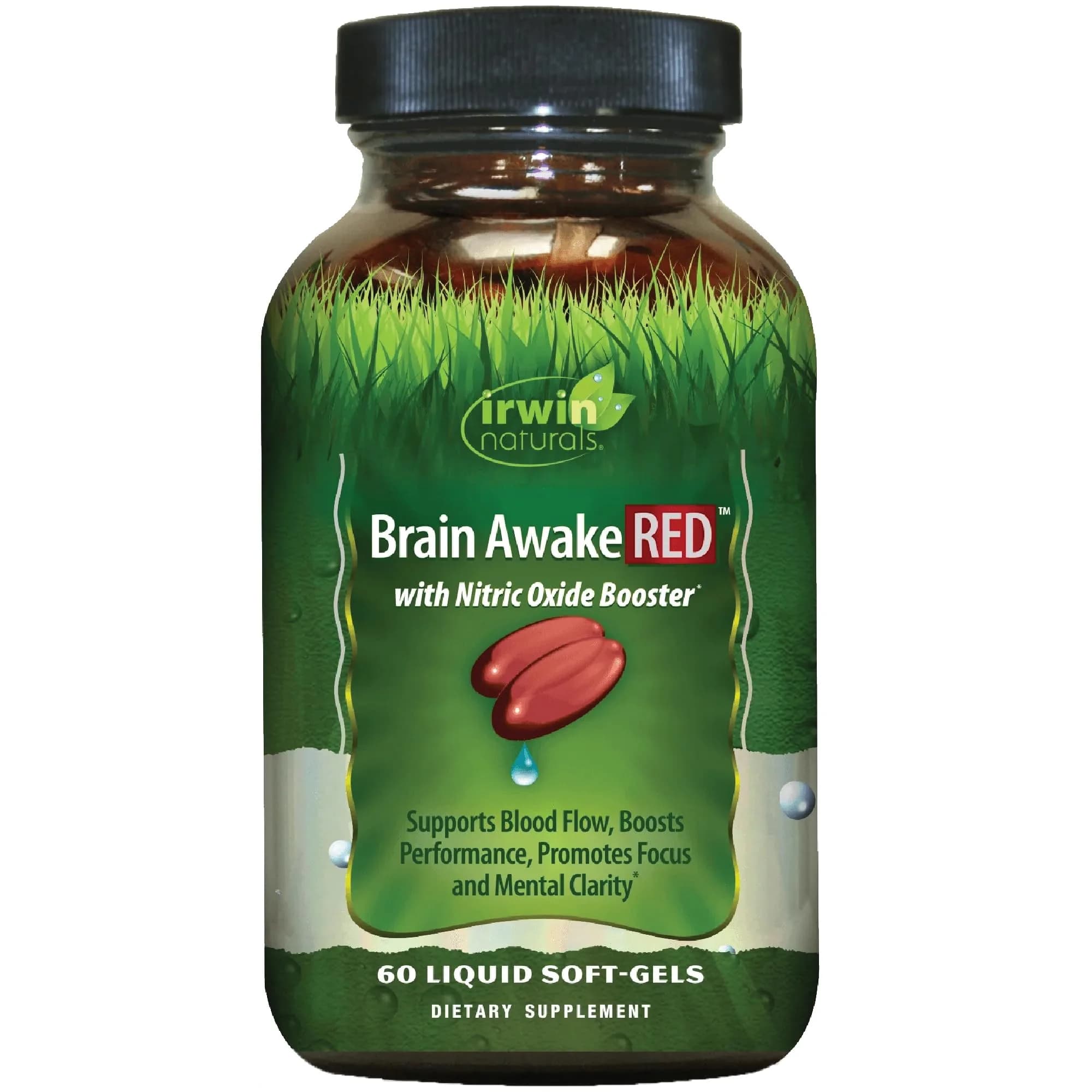 Irwin Naturals Brain Awake RED Focus & Mental Clarity Support | 60 Softgels — No Color