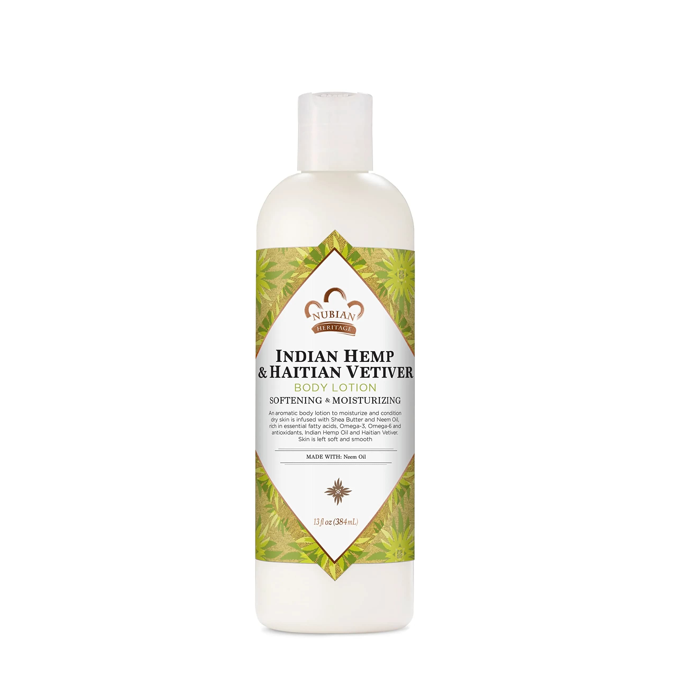 Nubian Heritage Body Lotion Indian Hemp & Haitian Vetiver 13 oz (384 ml) | Hydrates Dry Skin with Shea Butter & Neem Oil - main product image