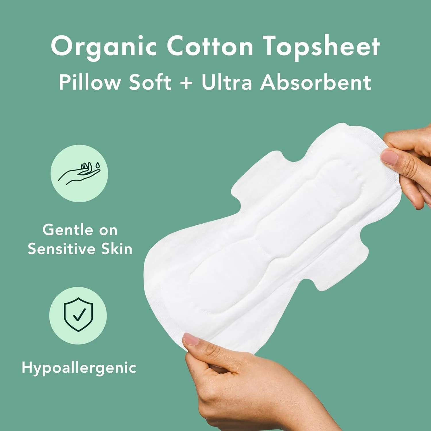 Rael Organic Cotton Cover Pads for Women, Heavy Absorbency, Unscented (Large, 24 Count) | USA Imported Feminine Care - view 4