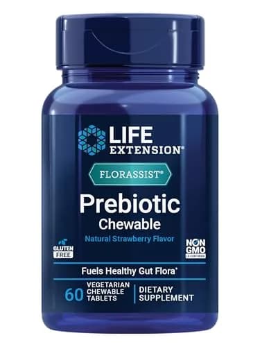 Life Extension FLORASSIST® Prebiotic Chewable Strawberry 60 Count | Supports Gut Flora & Digestive Health thumbnail 1
