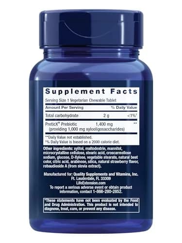 Life Extension FLORASSIST® Prebiotic Chewable Strawberry 60 Count | Supports Gut Flora & Digestive Health thumbnail 2