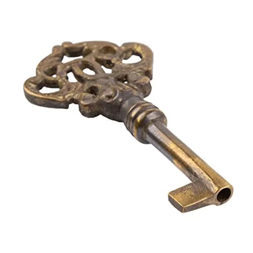 UNIQANTIQ HARDWARE SUPPLY Hand Aged Solid Brass Skeleton Key 3-1/4" Antique Brass thumbnail 2