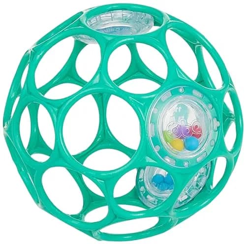 Bright Starts Oball Rattle BPA-Free Infant Toy in Teal, 10 cm (4 Inches) | Easy-Grasp for Newborns and Up thumbnail 4
