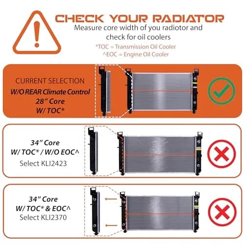 Klimoto 2334 Radiator for Chevy Silverado 1500/2500/Cheyenne 1999-2013 | 28" Core, 28mm Thick, Folded Fins thumbnail 2