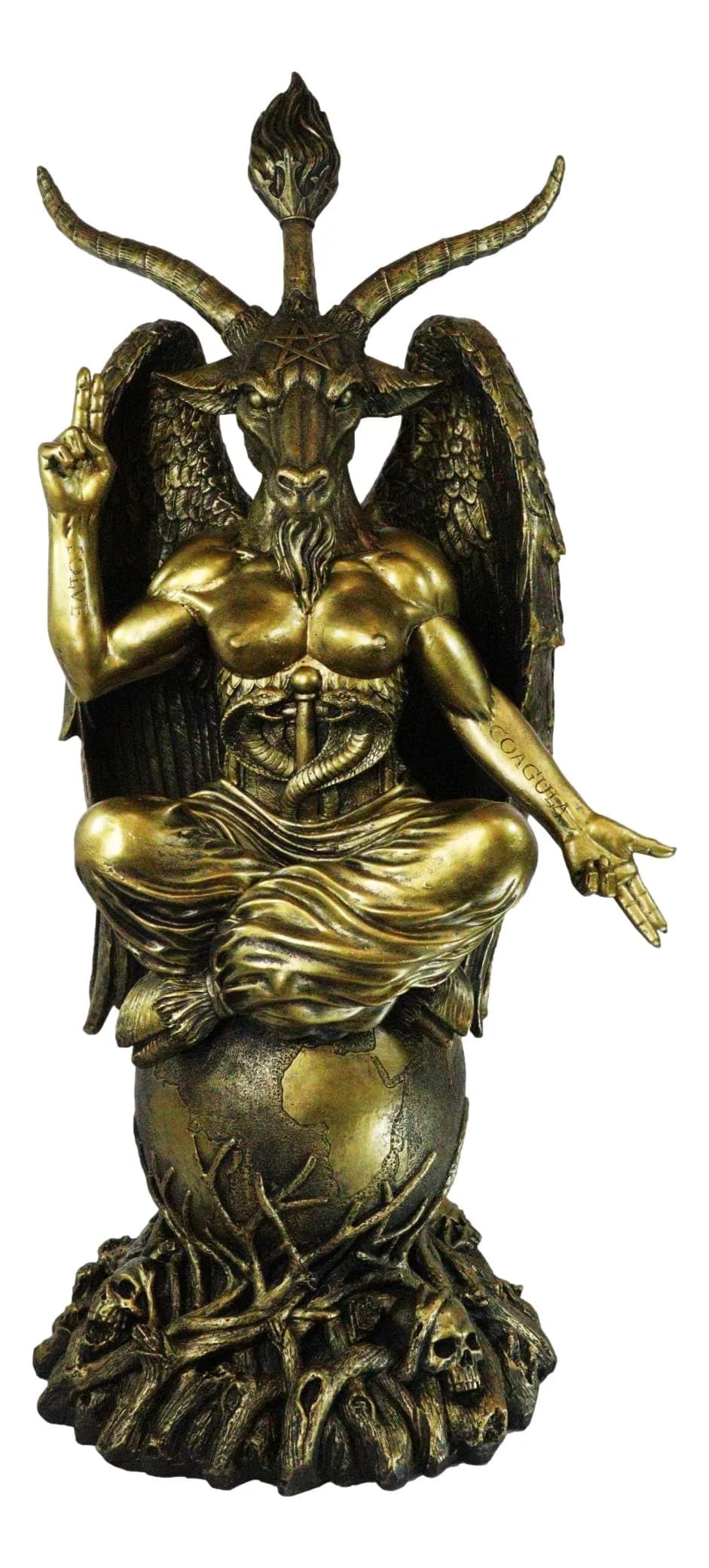 Ebros Gift 35" Oversized Baphomet Statue Gold Tone Resin Sculpture | Classic Religious Idol — 3 Feet Tall Faux Gold