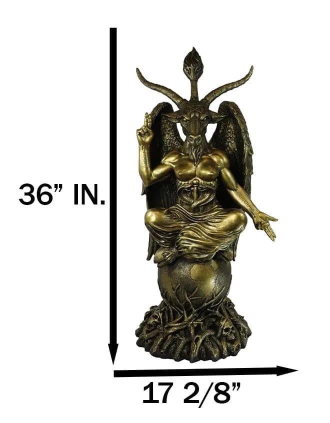 Ebros Gift 35" Oversized Baphomet Statue Gold Tone Resin Sculpture | Classic Religious Idol thumbnail 8