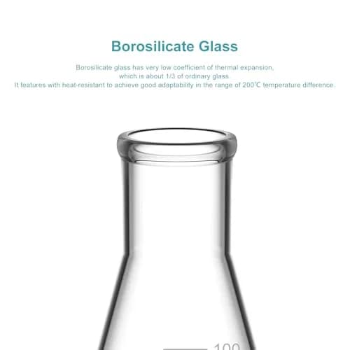 stonylab 100 ml Narrow Mouth Erlenmeyer Glass Flask | Heavy Duty Rim, Borosilicate thumbnail 3